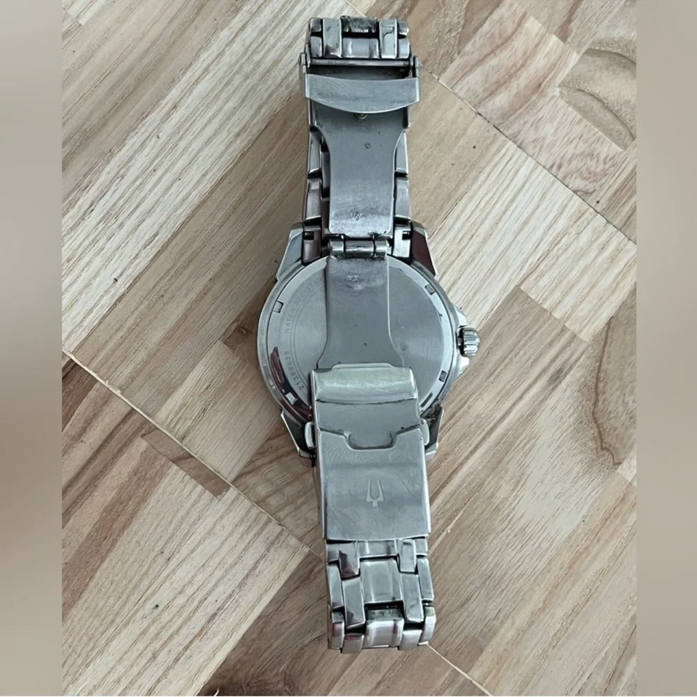 Bulova Vintage Men's Watch Black Dial Stainless Bracelet Date Window New Battery
